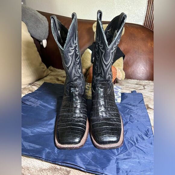 LARRY MAHAN nocona Western Boots Square ToeSz 11 ALLIGATOR CROCODILE - Picture 5 of 12